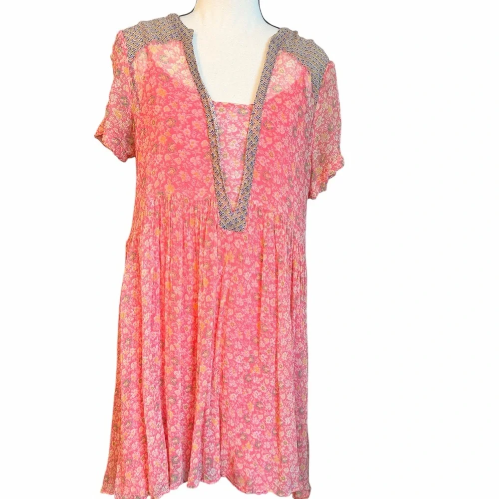 Maeve Morning Glory Tunic Dress Floral Pink Dress